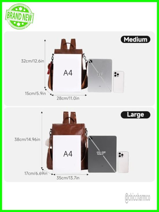 Women\'s PU Leather Anti-theft Backpack Purse 3-in-1 Shoulder Bag Tote Travel main image 6